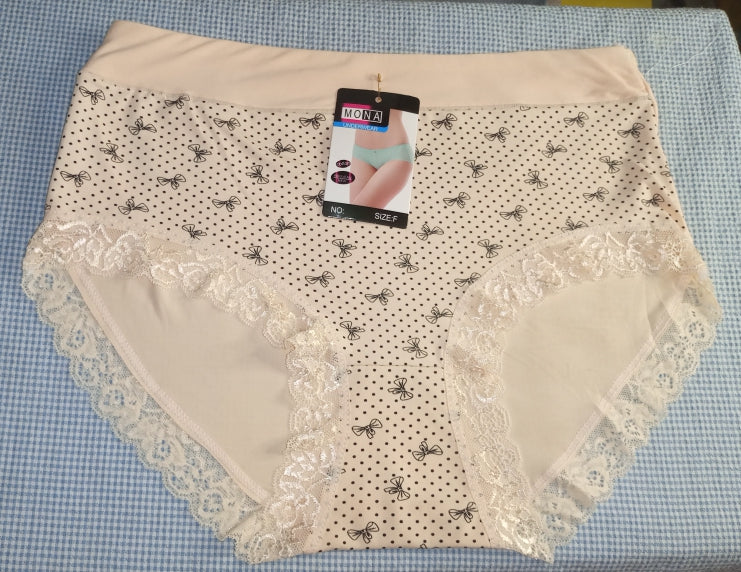 Comfortable Lace Trim Printed Panties - Free Size