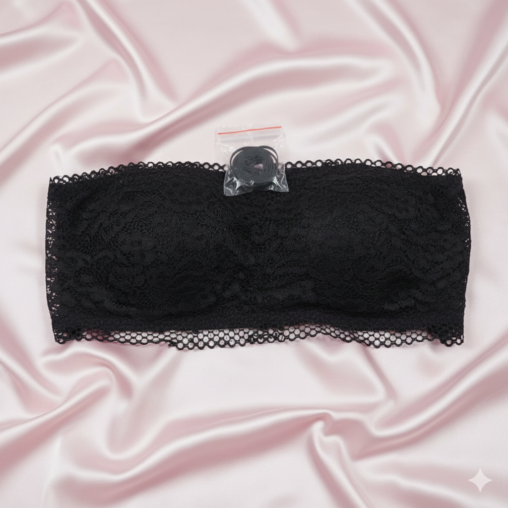 2-in-1 Fancy Lace Tube Bra with Detachable Straps - For Women & Girls