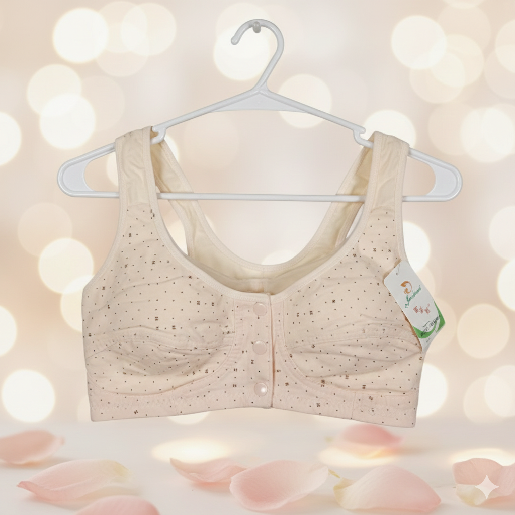 Maternity Front Open Button Bra - Cotton Nursing Bra for New Moms