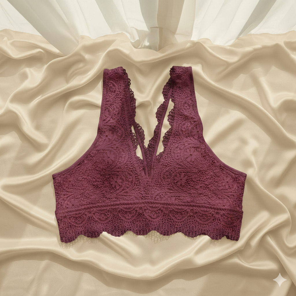 Sexy V-Shape Floral Lace Bralette - Premium Quality