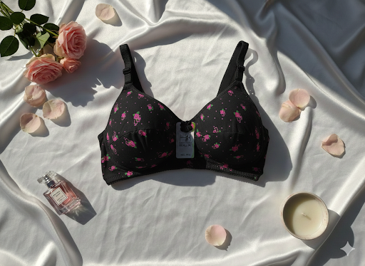 Adjustable Soft Padded Floral Bra - Full Cup & Non-Wired