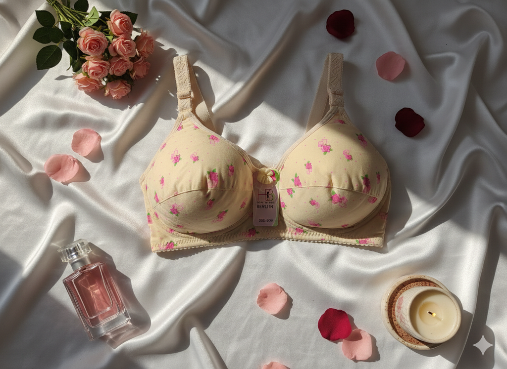 Adjustable Soft Padded Floral Bra - Full Cup & Non-Wired