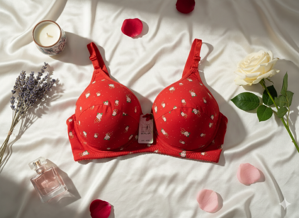 Adjustable Soft Padded Floral Bra - Full Cup & Non-Wired