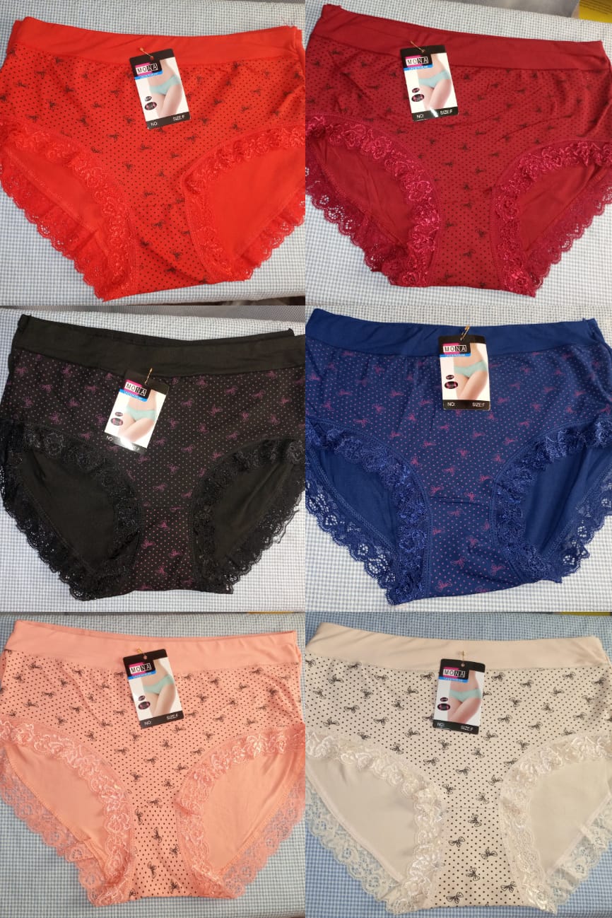 Comfortable Lace Trim Printed Panties - Free Size