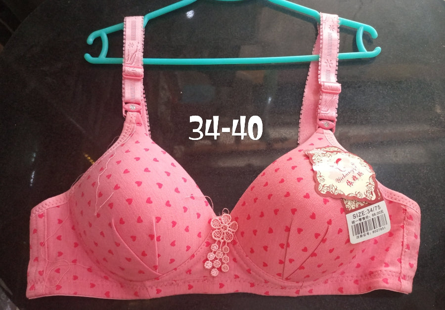 Heart printed Adjustable Women Soft Padded Bras For All Occasion and Weather with Back Hooks