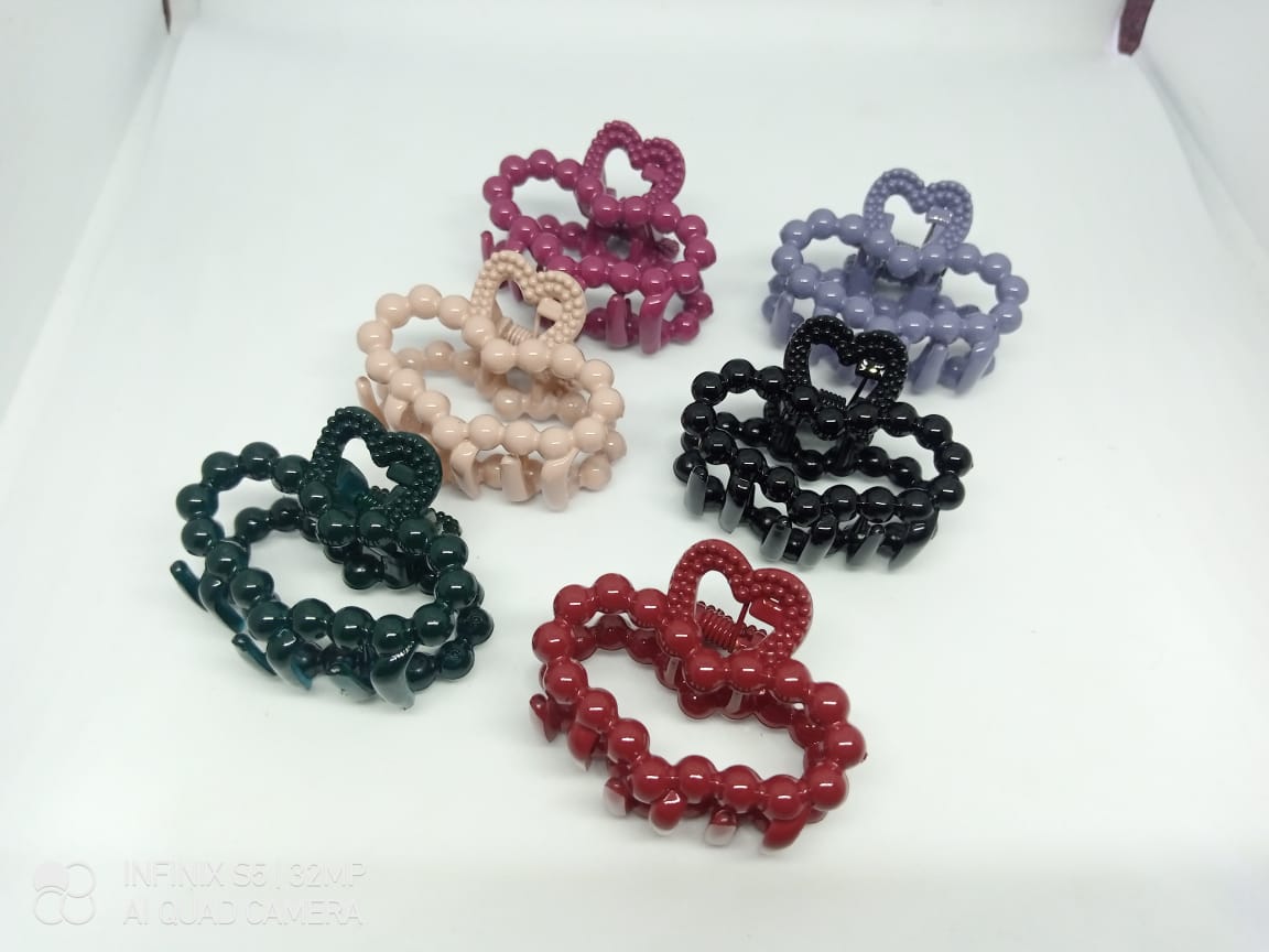 PACK OF 6 PIECES Hart shape  BABY GIRLS HAIR CATCHER