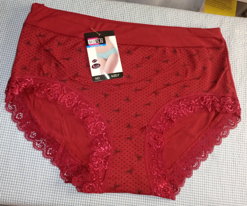 Comfortable Lace Trim Printed Panties - Free Size
