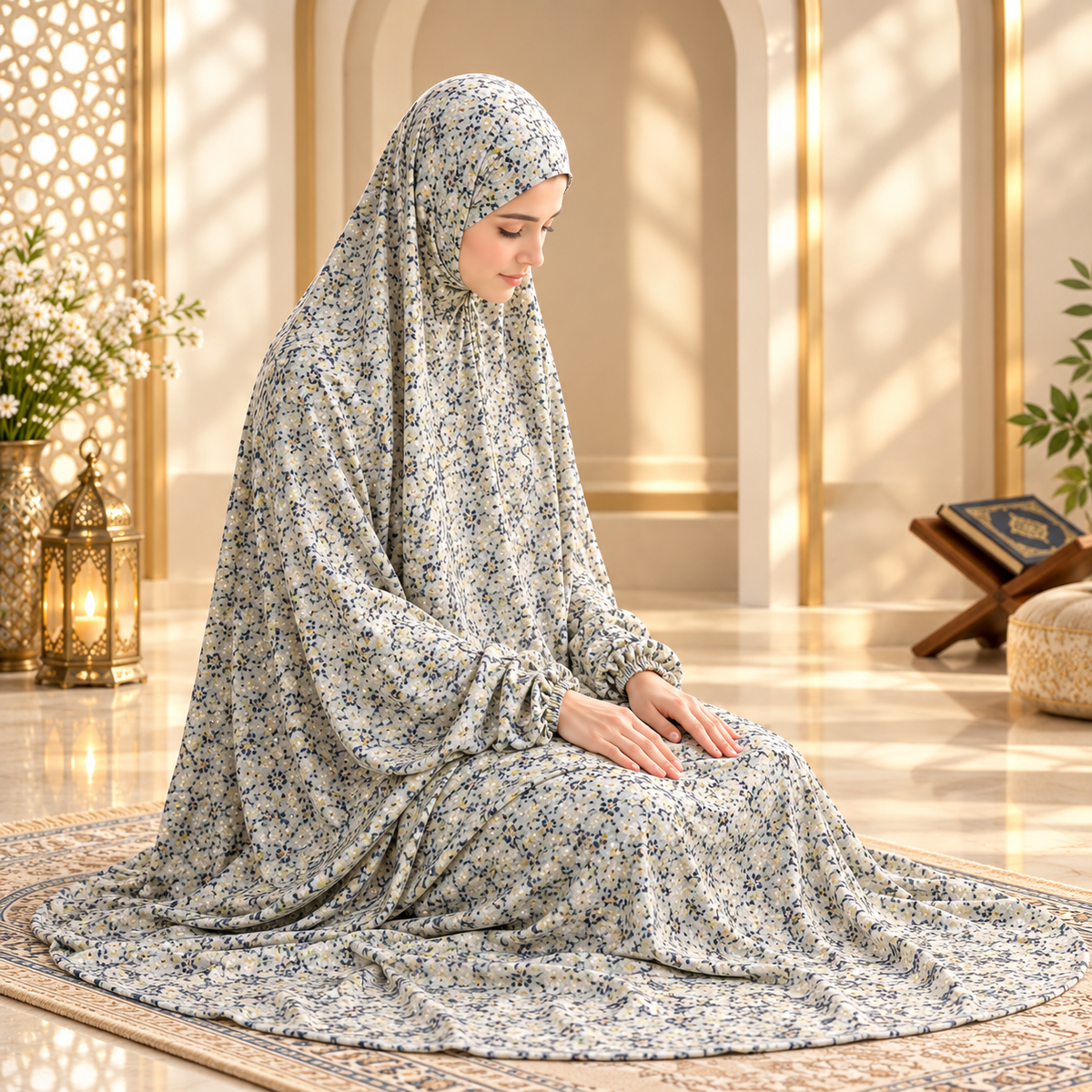 Swiss Lawn Namaz Chadar with Sleeves – Premium Prayer Dress (One Size) | Bin Imtiaz Store
