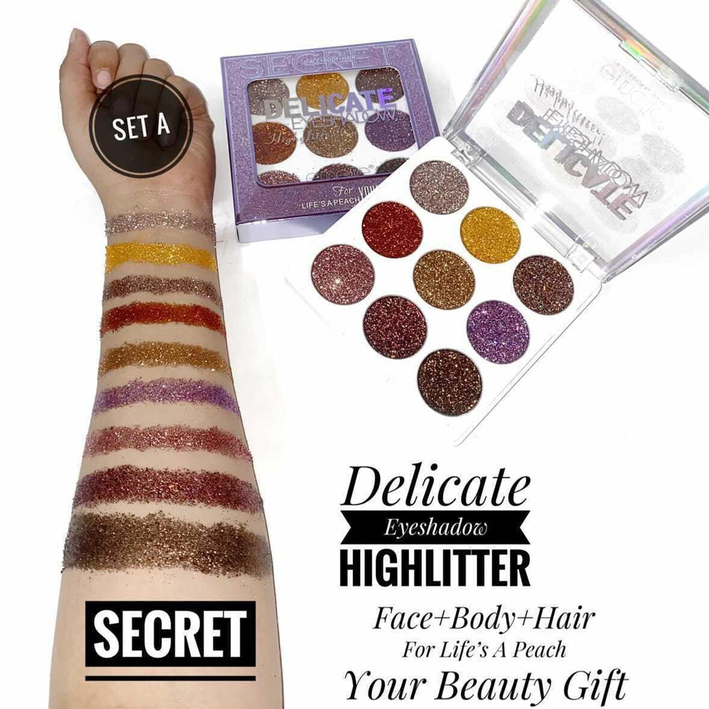 Emelie 9 Color Glitter Eyeshadow 3 SHEADE AVAILABLE (A SET -  B SET -  C SET)