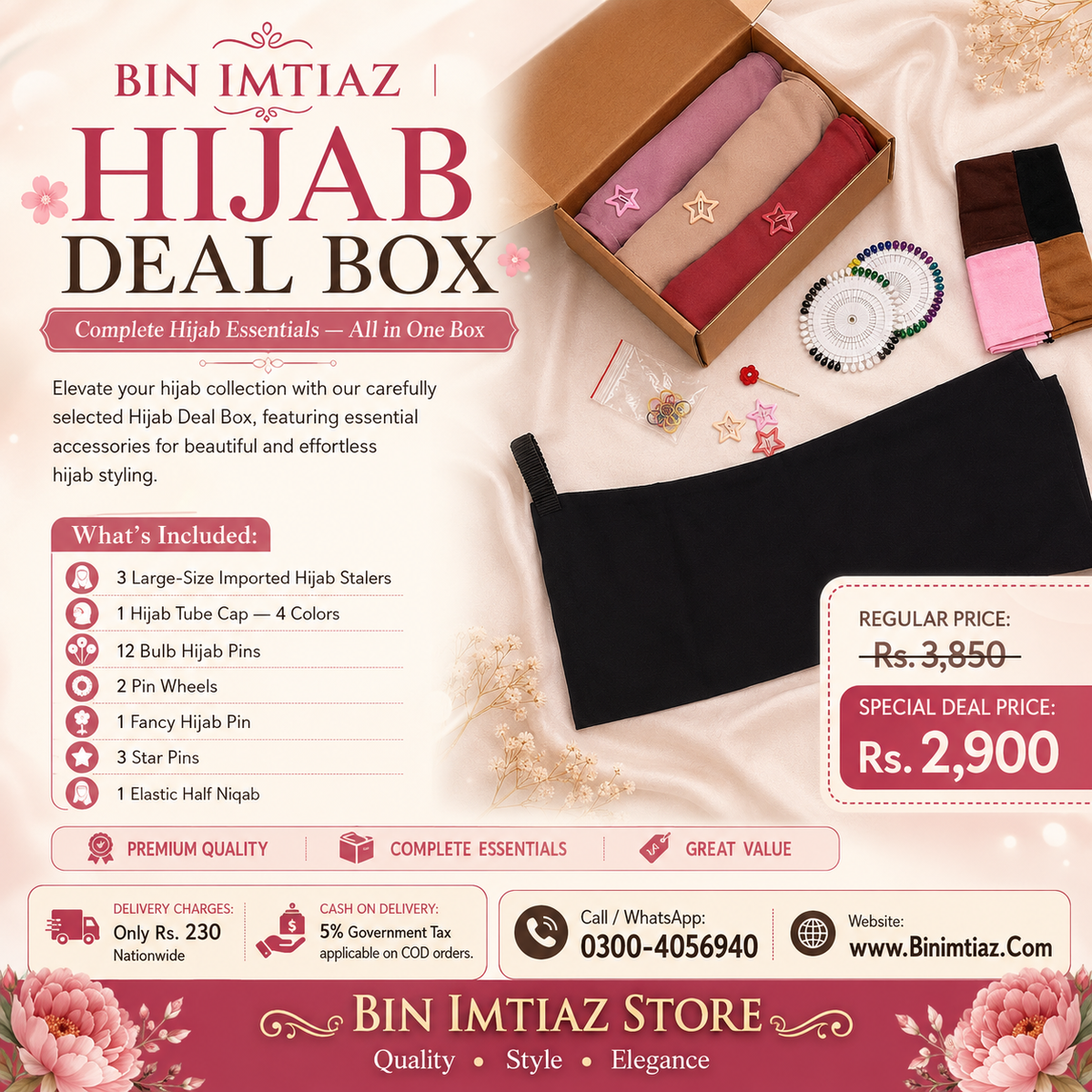 Bin Imtiaz Premium Hijab Deal Box – Complete Essentials Set