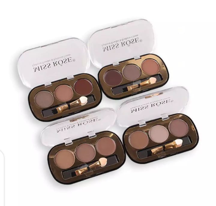 Miss Rose 3 Colors Eyebrow Kit With Brush Palette Eyebrow Cream Eye Brow Powder Contouring EyeShadow + EyeBow Kit 2 in 1 - 4 Shades
