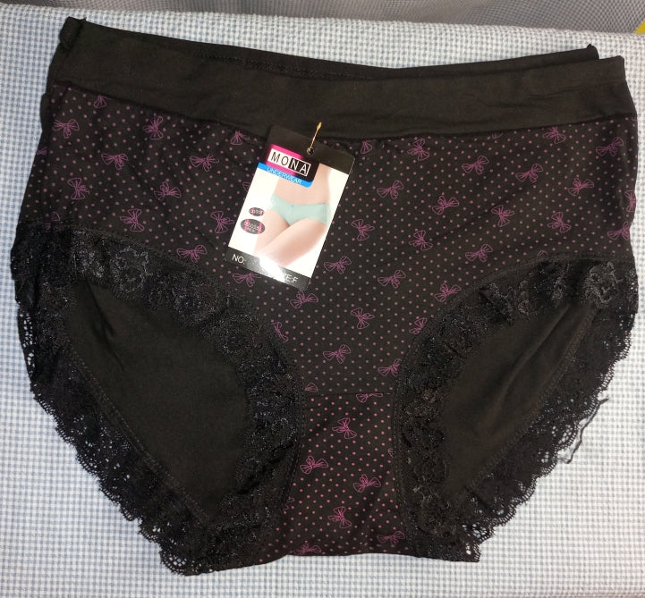 Comfortable Lace Trim Printed Panties - Free Size