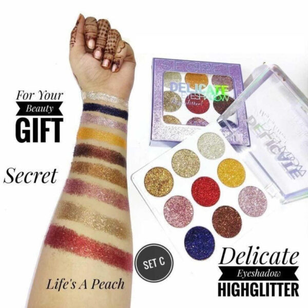 Emelie 9 Color Glitter Eyeshadow 3 SHEADE AVAILABLE (A SET -  B SET -  C SET) - Image 3