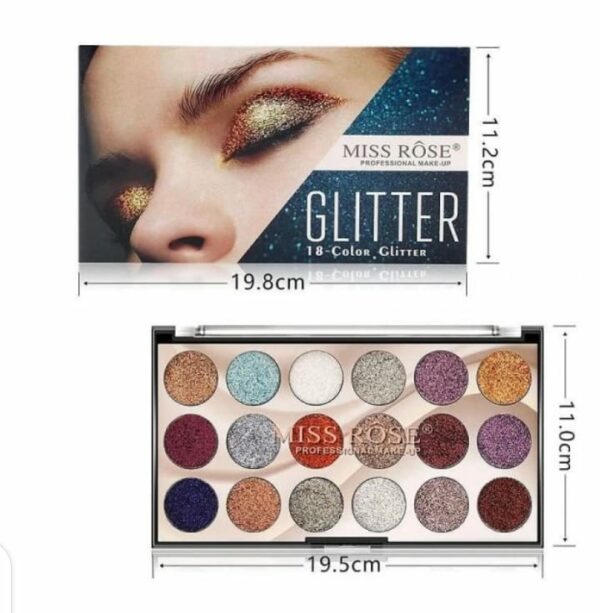 MissRose 18-Color Sequin Glitter Eyeshadow Palette - Image 6