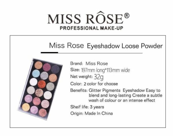MissRose 18-Color Sequin Glitter Eyeshadow Palette - Image 7