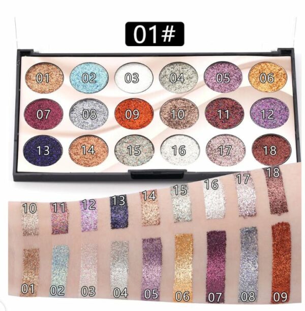 MissRose 18-Color Sequin Glitter Eyeshadow Palette - Image 2
