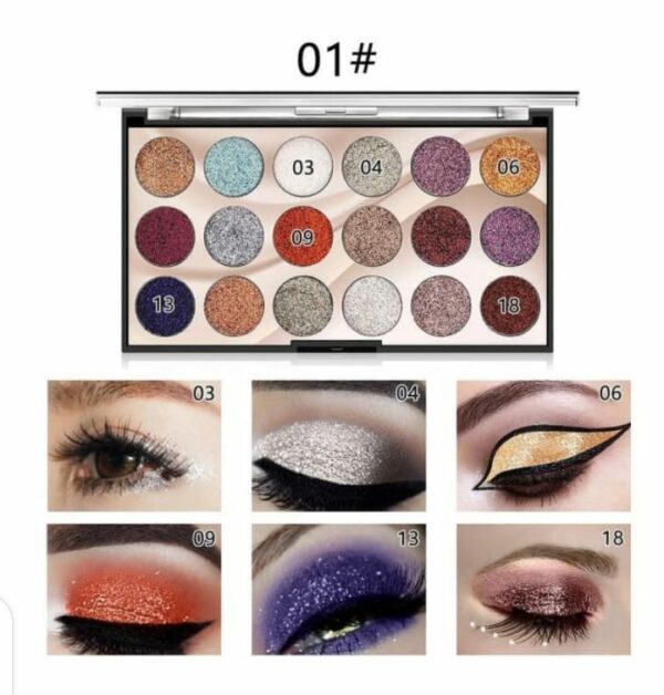 MissRose 18-Color Sequin Glitter Eyeshadow Palette - Image 4