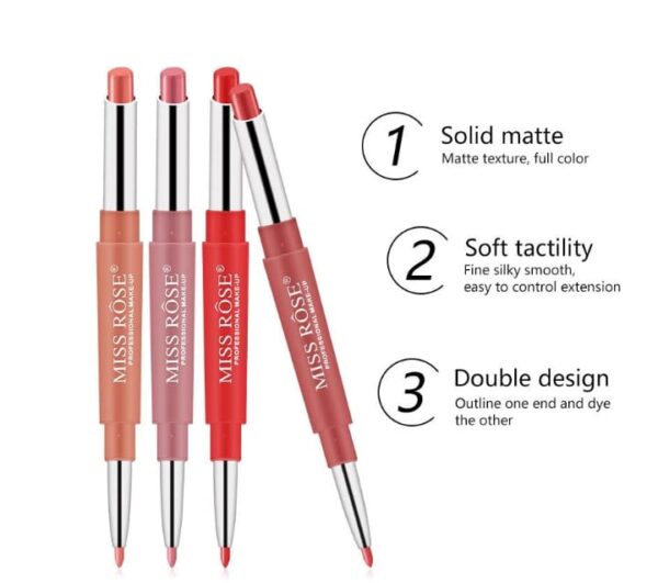 MISS ROSE Lipsticks Plus Liner 2 in 1 - Image 35