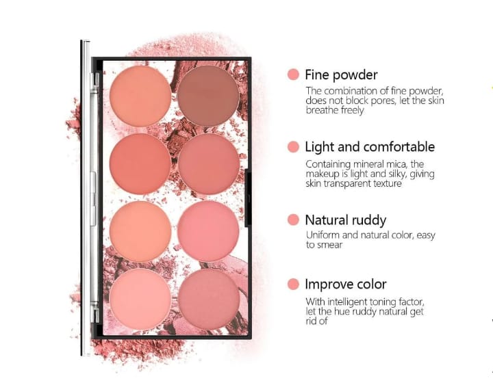 8in1 Miss Rose Blush Palette Blusher Powder Professional Make Up Blush Contour Shadow - Image 5
