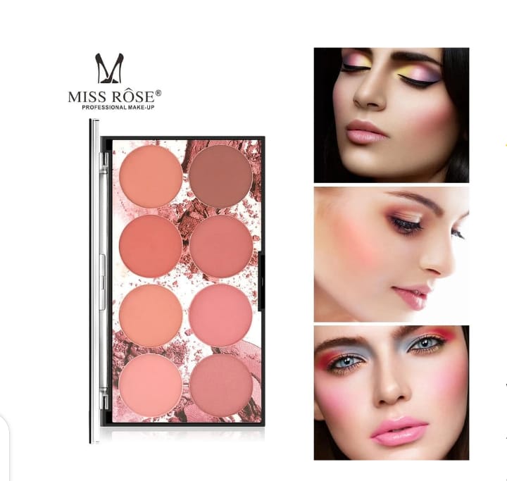 8in1 Miss Rose Blush Palette Blusher Powder Professional Make Up Blush Contour Shadow - Image 7