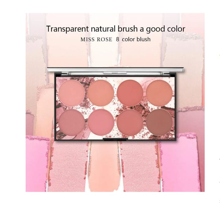 8in1 Miss Rose Blush Palette Blusher Powder Professional Make Up Blush Contour Shadow - Image 2